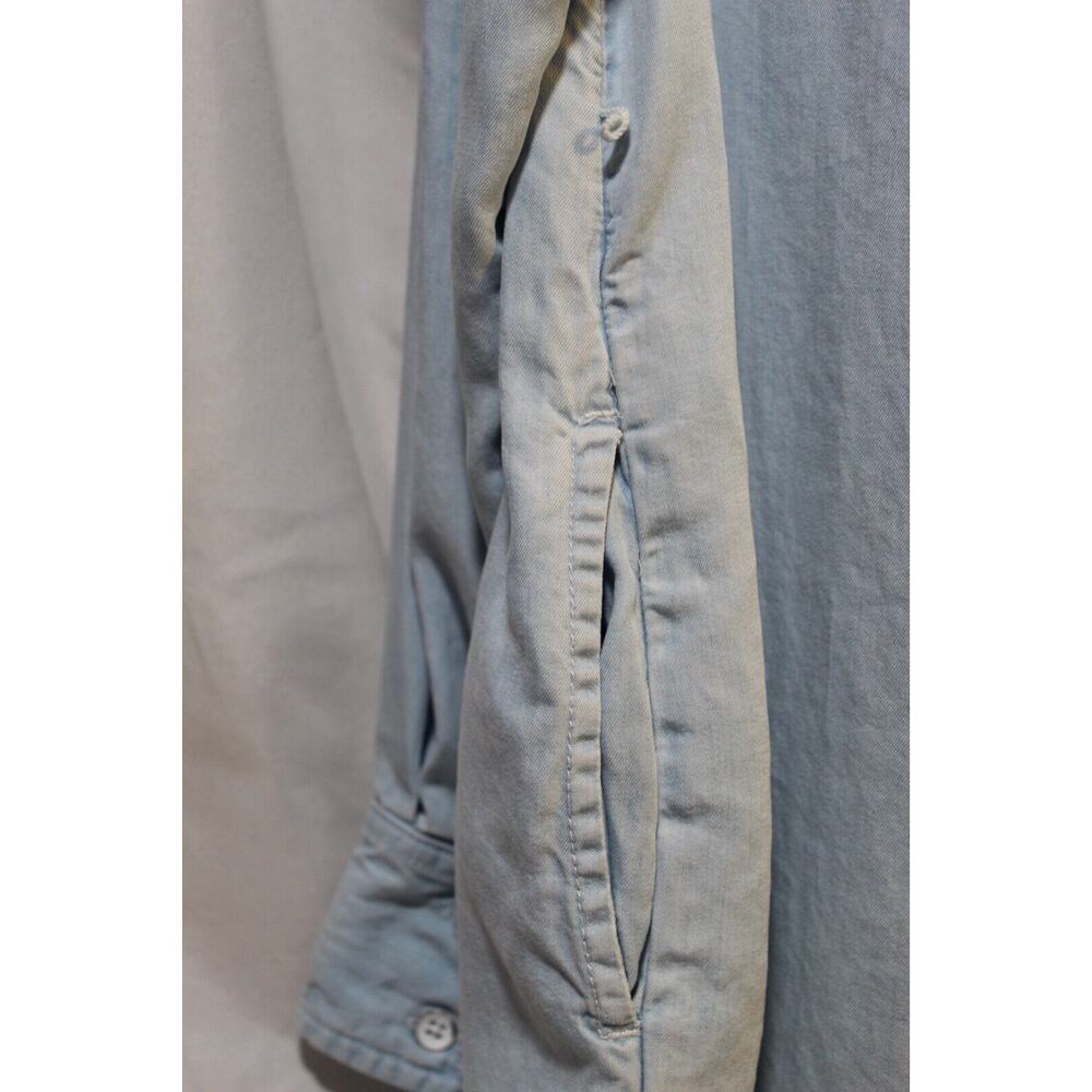 Merona Blue Chambray Shirt Dress 1/2 Button-up Women's XXL Pockets Long Sleeve - Picture 3 of 10